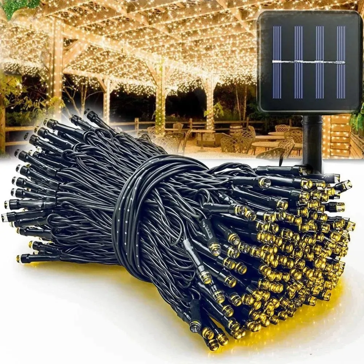 Luces Led Navideñas Con Panel Solar 30mt